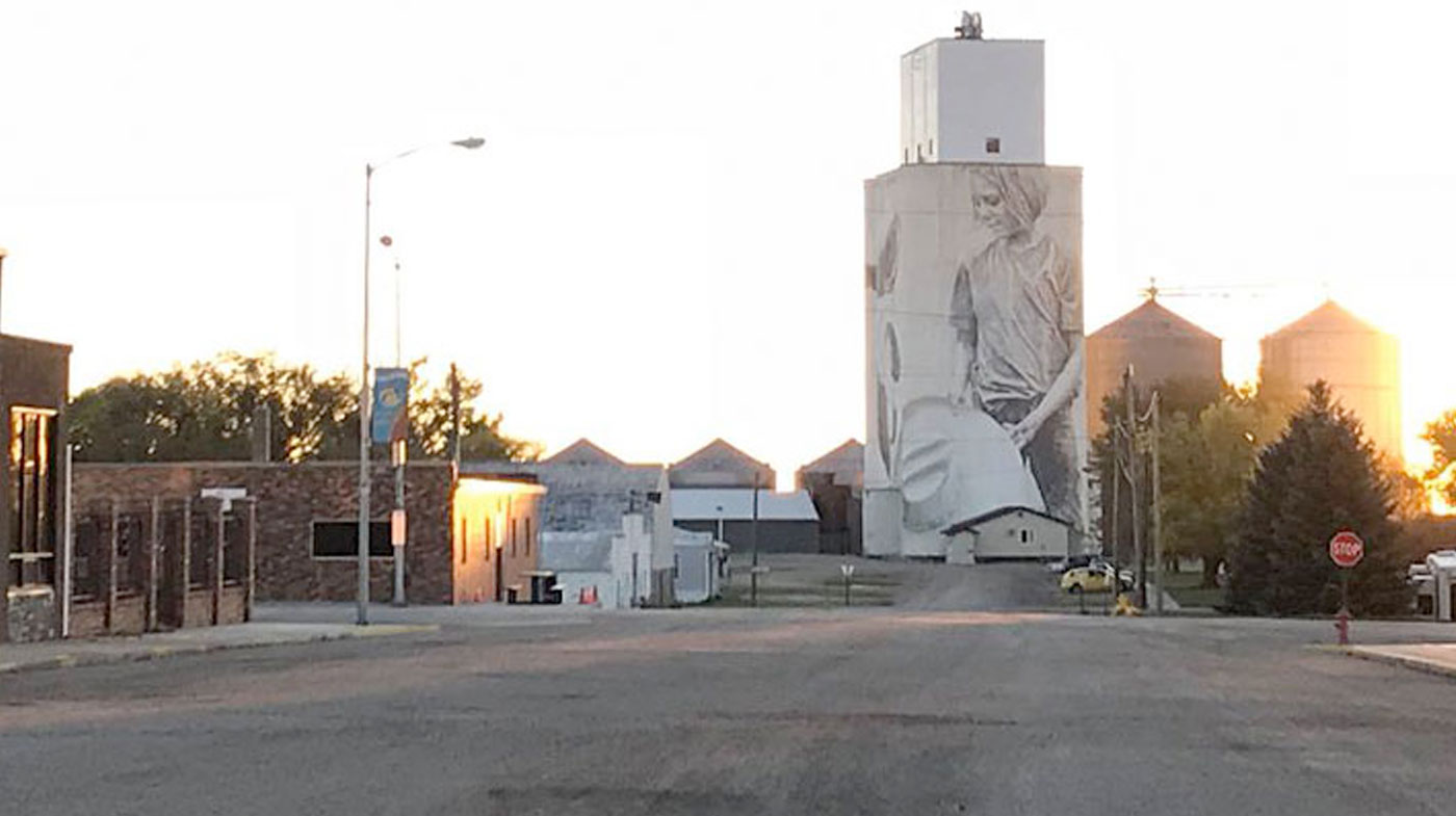 Faulkton, SD mainstreet and silo mural